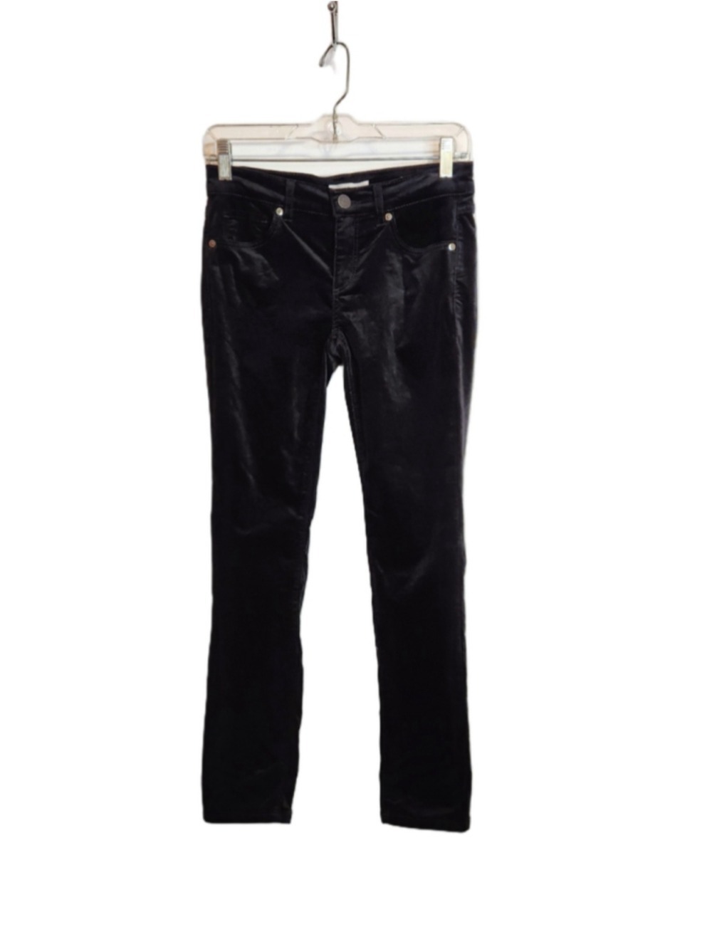 LOFT Modern Skinny Soft Black Velvet Mid-Rise Crop Ankle Jeans Size 25/0
